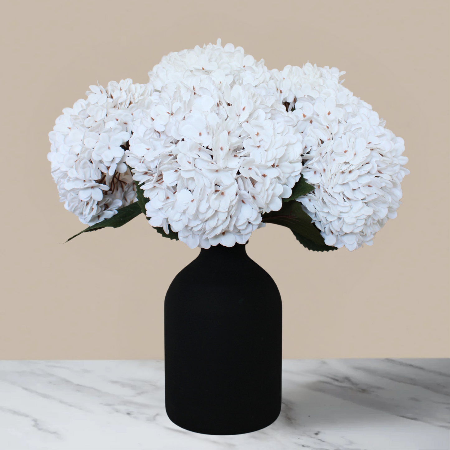 5 x Extra Large Faux Hydrangea Flowers For Centerpiece Table Decorations, Silk Hydrangea Stems Flowers, White Living Room Coffee Table Decor, Hortensias Artificiales, Realistic Lifelike, 19in Tall