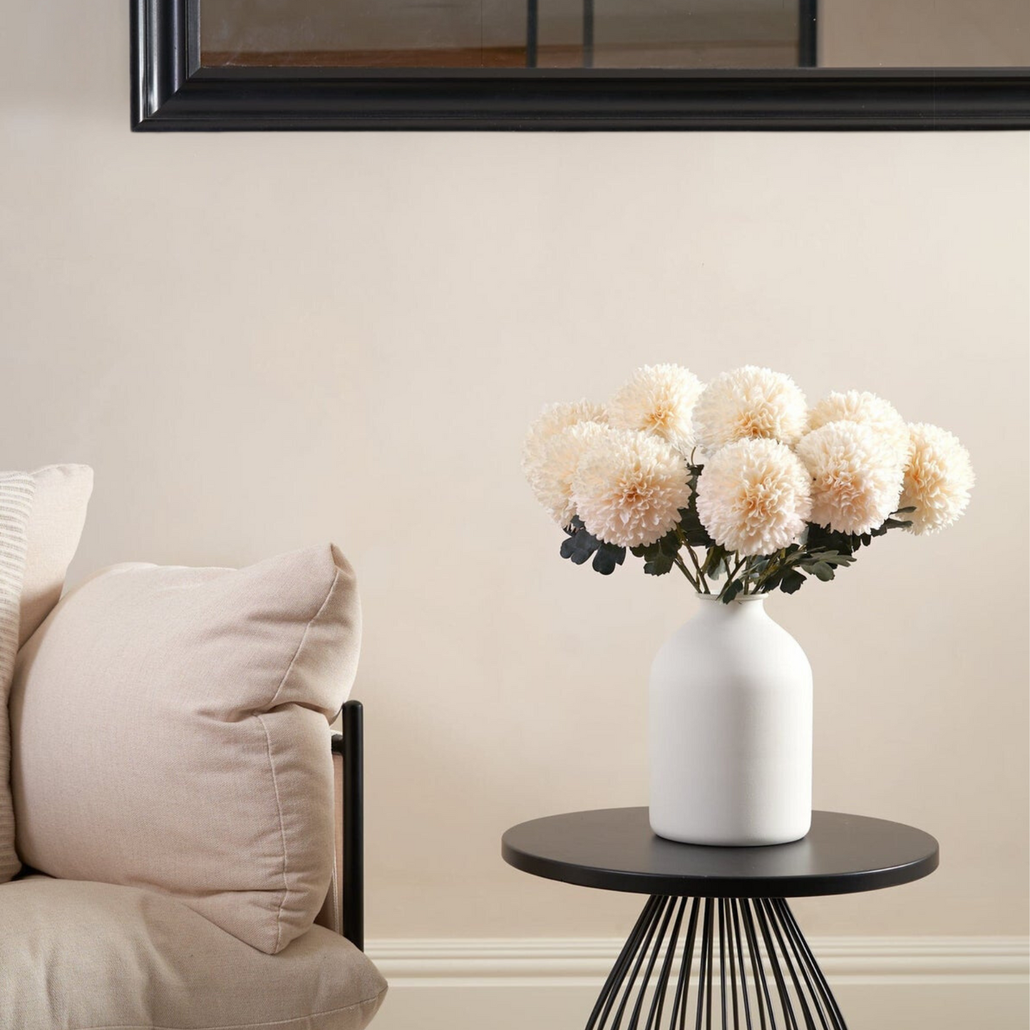 White Arlo Vase Matte, Big Iron Vase for Long Stem Flowers, Large White Vase for Modern Minimalist Home Decor, Wabi Sabi Vase Decor