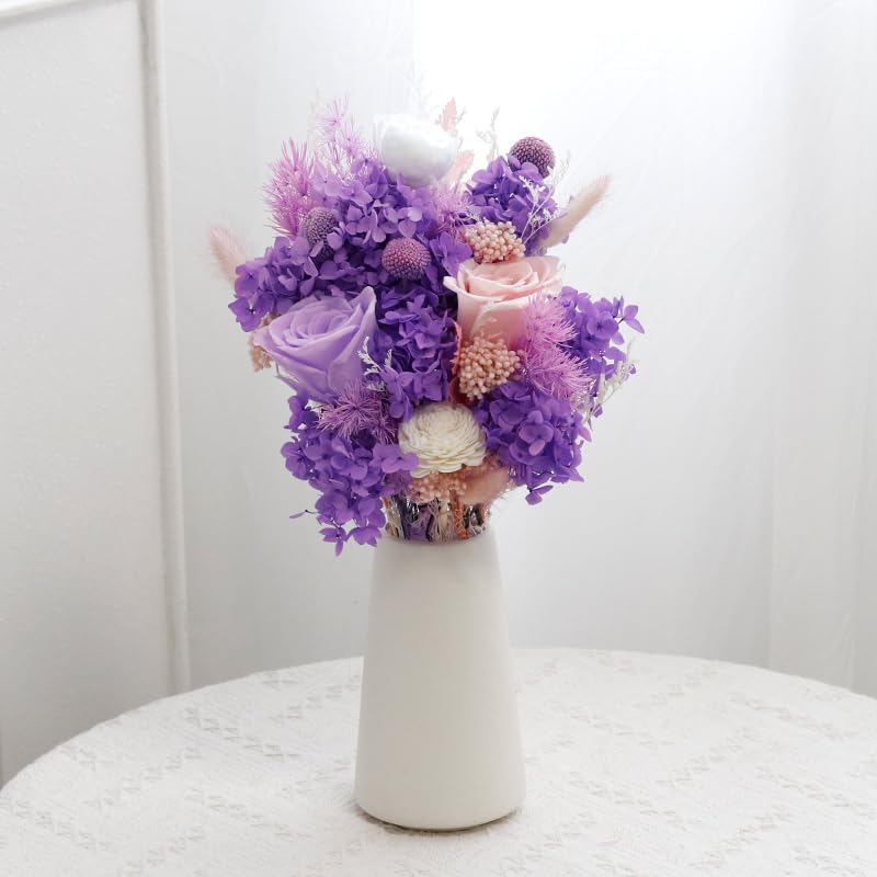 Preserved Flowers Bouquet - Purple Forever Flowers With Eternal Roses & Purple Hydrangea, Flowers For Delivery Prime, Gifts For Women Birthday Unique, No Vase & Alternative to Fresh Cut Floral