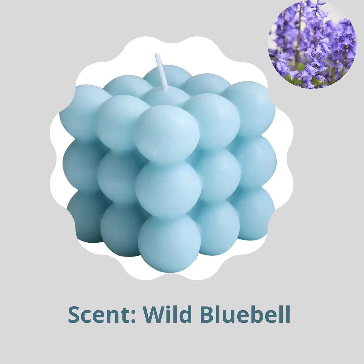 1pcs Bubble Candle Cute Soy Blue Candles Scented Candles Wild Bluebell, Room Boho Decor Living Room Bedroom and Wax Melts Moulds Making