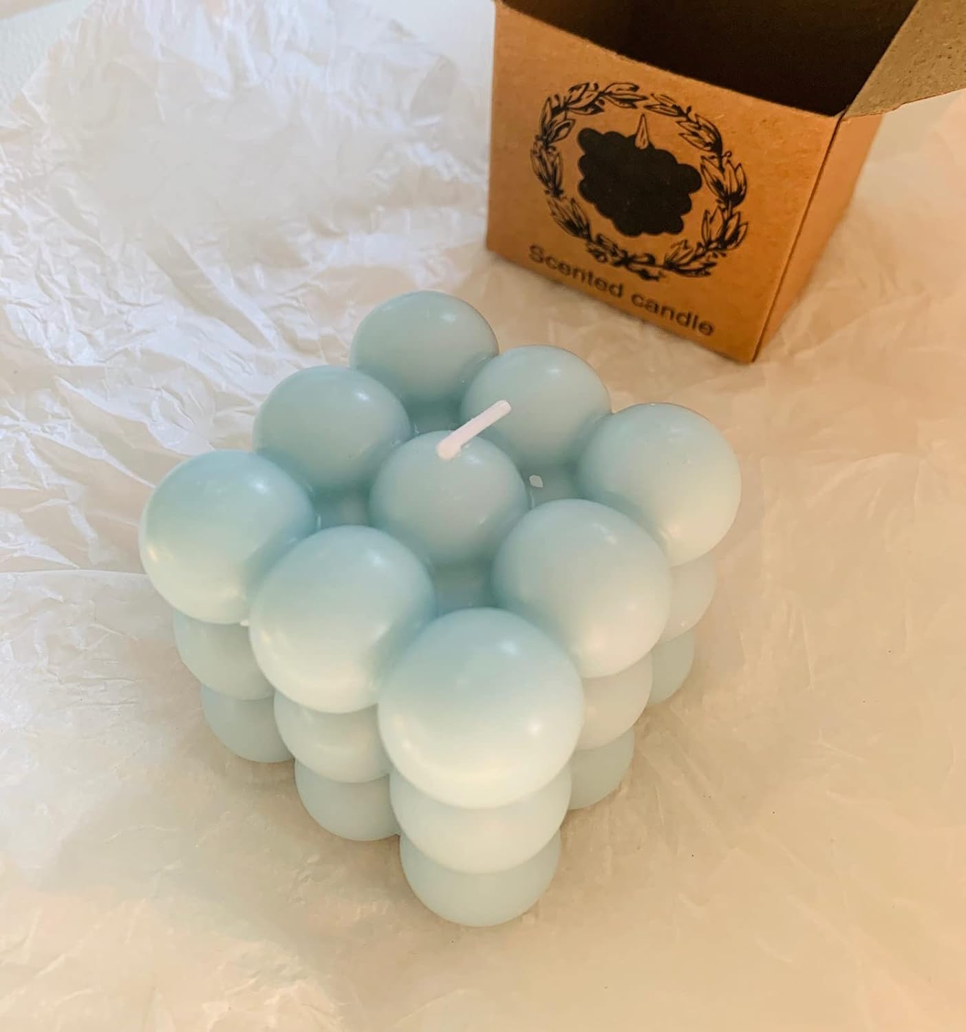 1pcs Bubble Candle Cute Soy Blue Candles Scented Candles Wild Bluebell, Room Boho Decor Living Room Bedroom and Wax Melts Moulds Making