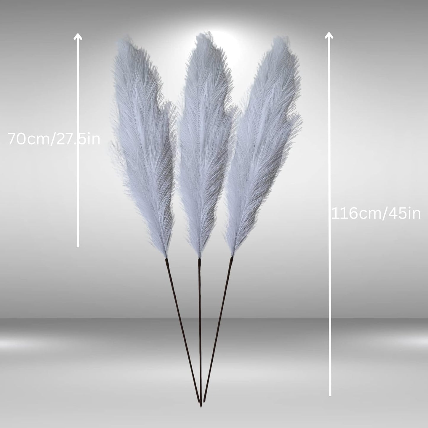 White Pampas Grass Large, 3 stems x 116cm, Large White Feathers, Fake Plants Pampas Grass, Long Stem Artificial Flowers For Tall Vases, Tall Artificial Flowers