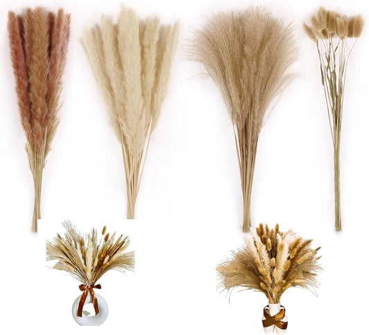 RyddeligHome 80pcs Dried Flowers Bouquet Arrangements Pampas Grass Decor, Pampas Cake Topper, Neutral Home Decor, Living Room Accessories, Pampas For Mirror Balloon Arch 17.7in/45cm