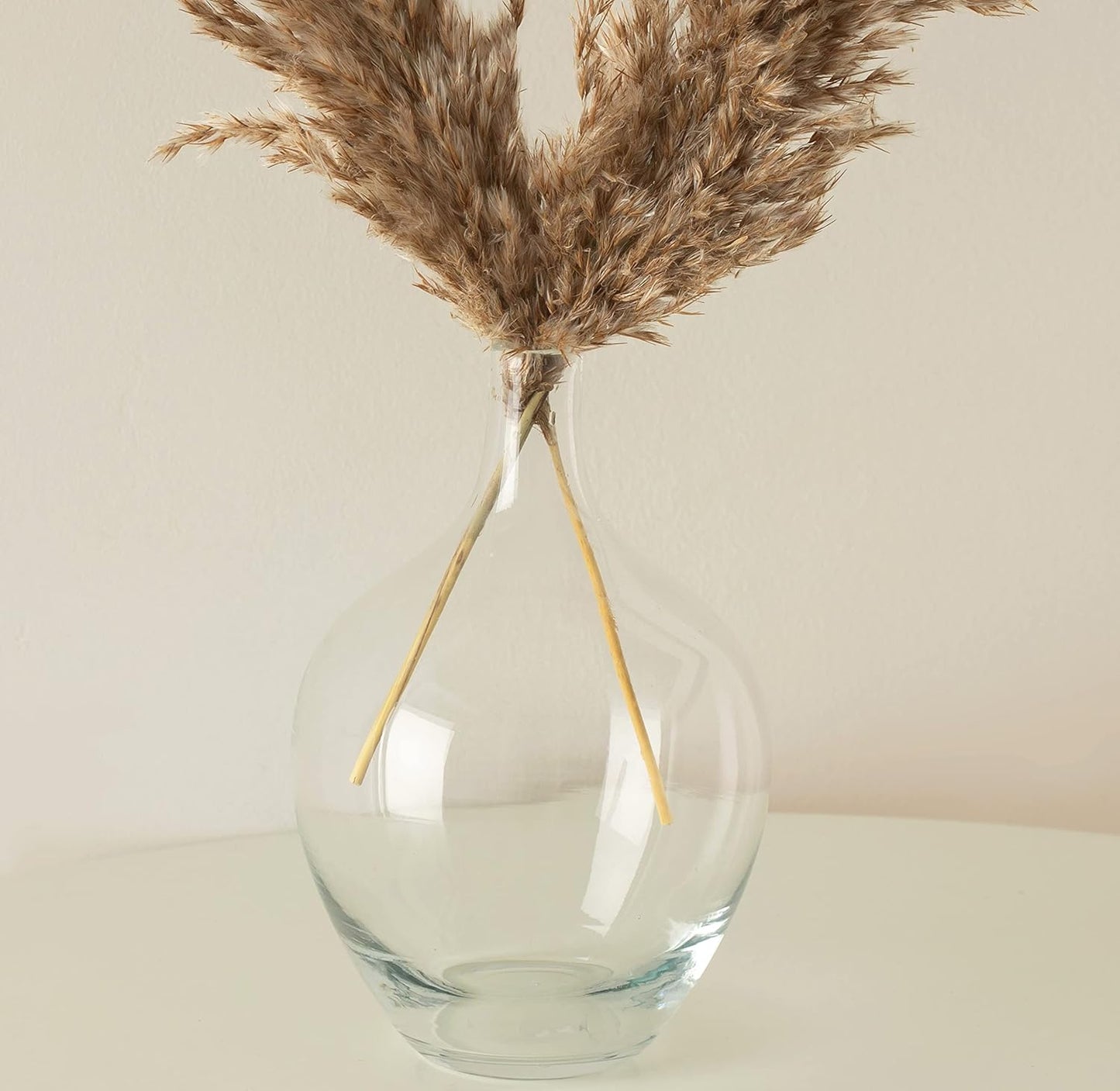 Small Glass Decorative Vase for Pampas Grass Flowers for Decor for Dining Table Centerpiece for Living Room Home, Shelf, Demijohn, 7.9 inch Tall, Clear