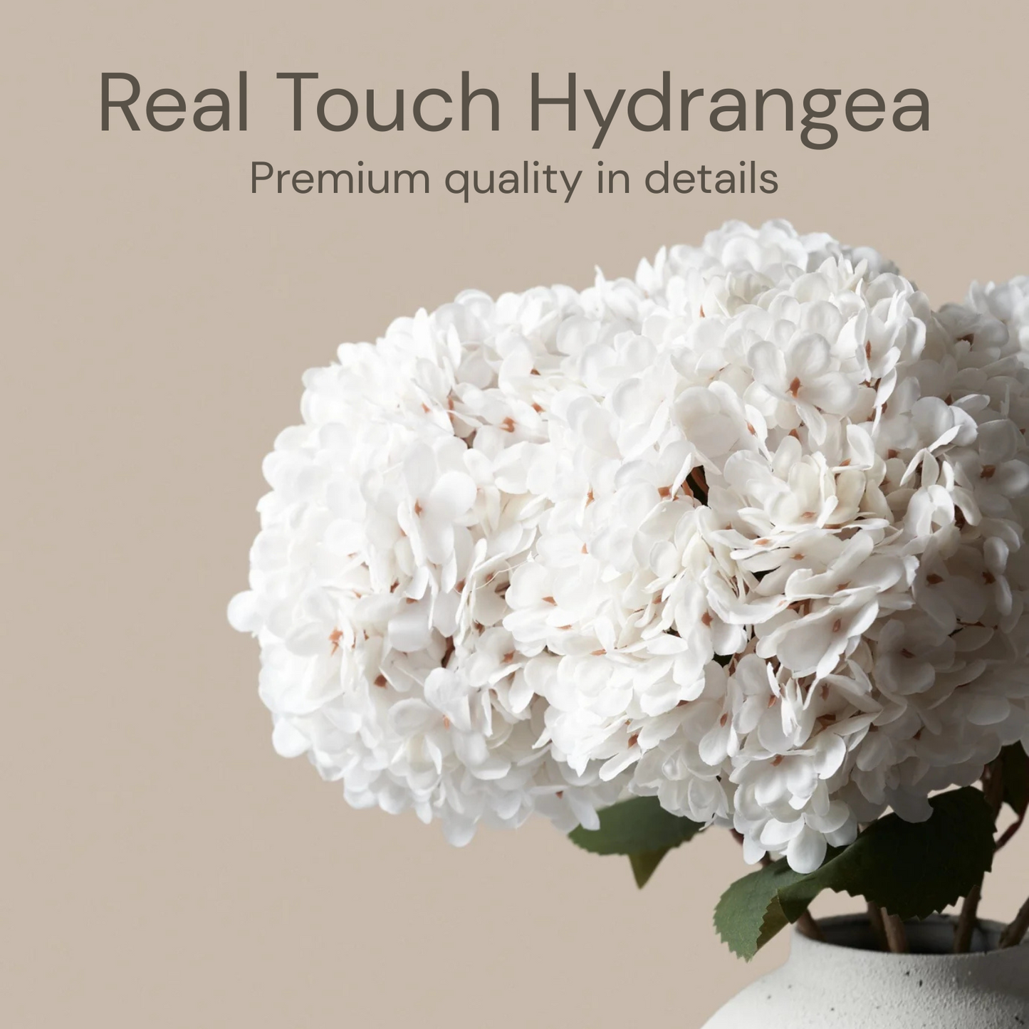 5 x Extra Large Faux Hydrangea Flowers For Centerpiece Table Decorations, Silk Hydrangea Stems Flowers, White Living Room Coffee Table Decor, Hortensias Artificiales, Realistic Lifelike, 19in Tall
