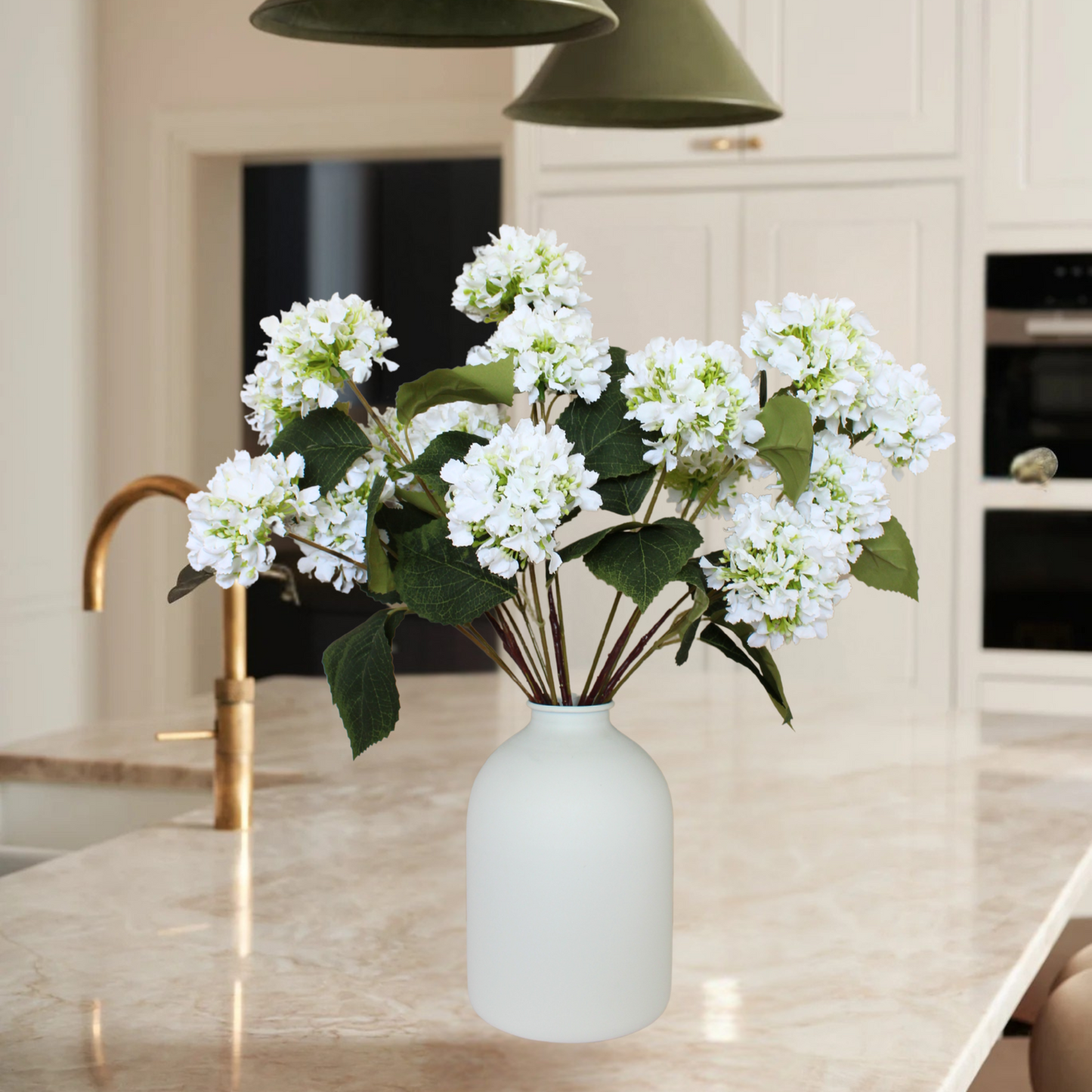 Real Touch Hydrangea Flowers 5 Stems (15 Heads) Artificial, Small Faux Hydrangea Flowers with Stems For Table Decor, Mini Silk Floral Arrangements Bouquet, Hortensias Artificiales, Snowball Viburnum