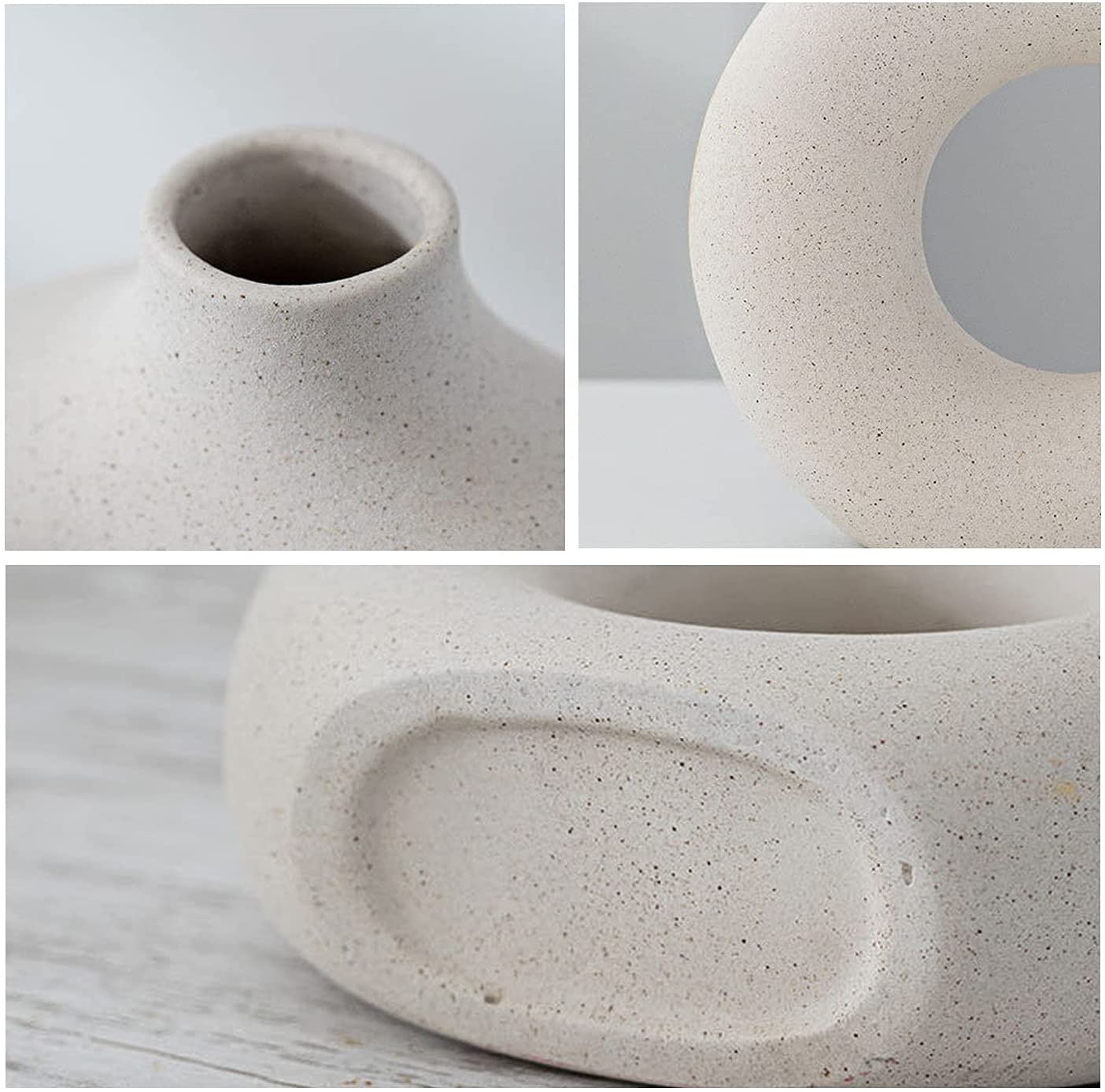 White Donut Vase Ceramic Vase For Pampas Grass Dried Flowers