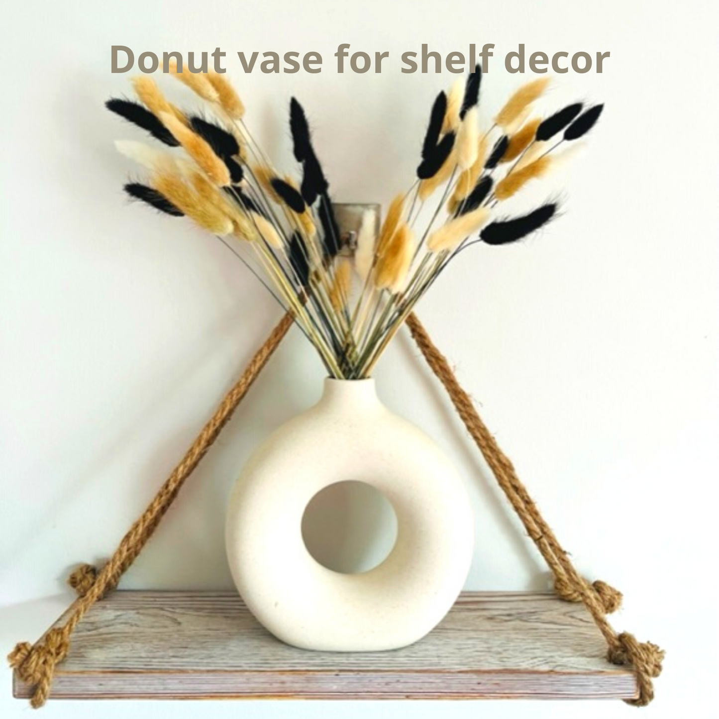 Small White Donut Vase Ceramic Vase For Pampas Grass Dried Flowers